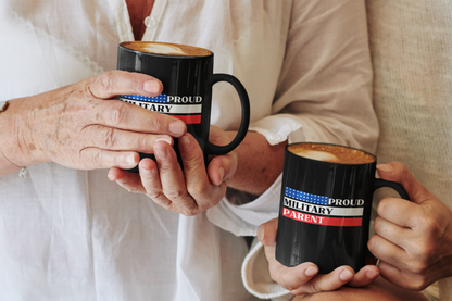 Proud Military Parent, Black Mug [RAISING HEROES, ONE DAY AT A TIME]