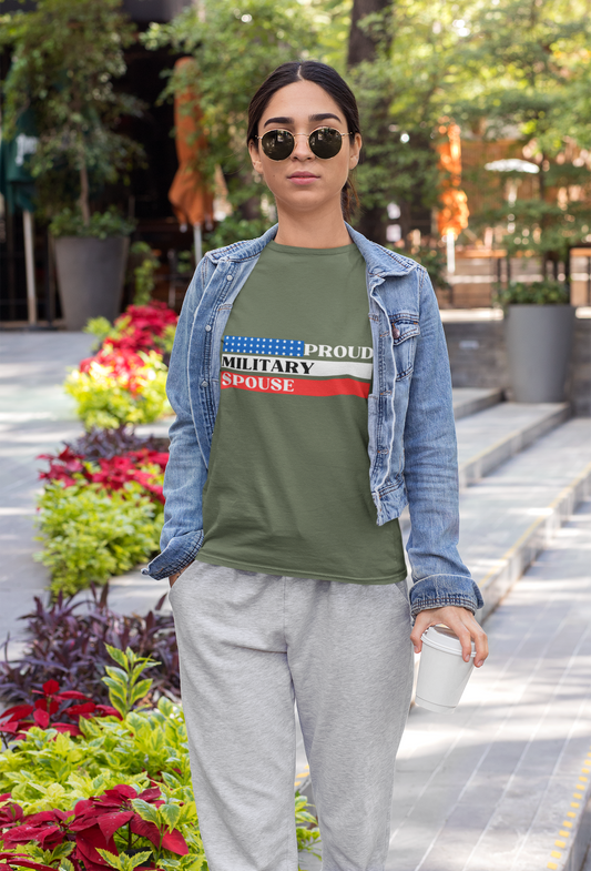 Proud Military Spouse, Unisex T-shirt [LOVE, LOYALTY, AND COURAGE]